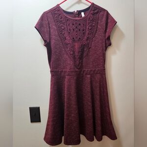 Burgundy Heathered Lace Dress